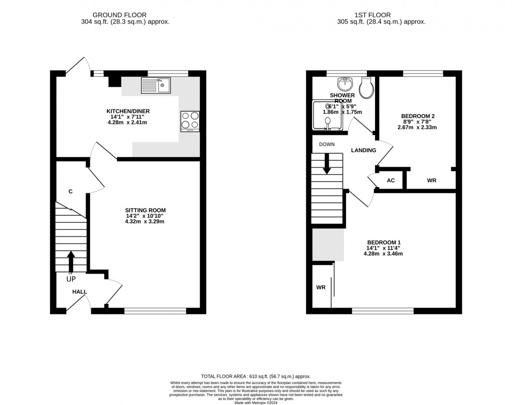 Floorplan for Dunkerton Close, Glastonbury, Avon