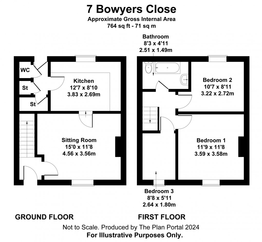 Floorplan for Bowyers Close, Glastonbury, Somerset