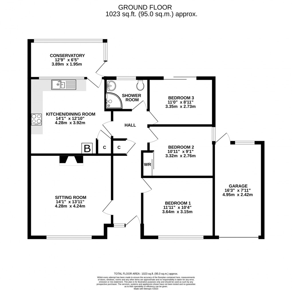 Floorplan for Chapel Close, Chilton Polden