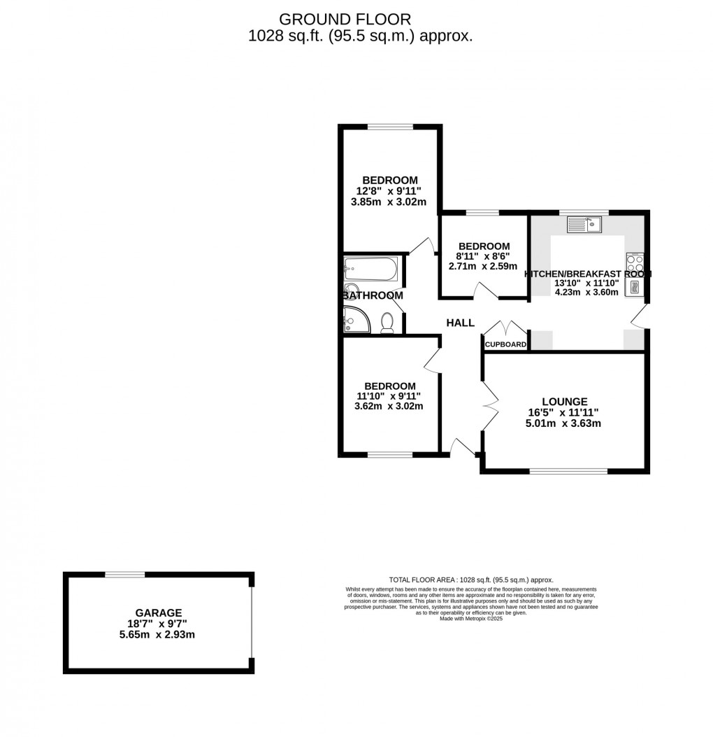 Floorplan for Maple Close, Puriton